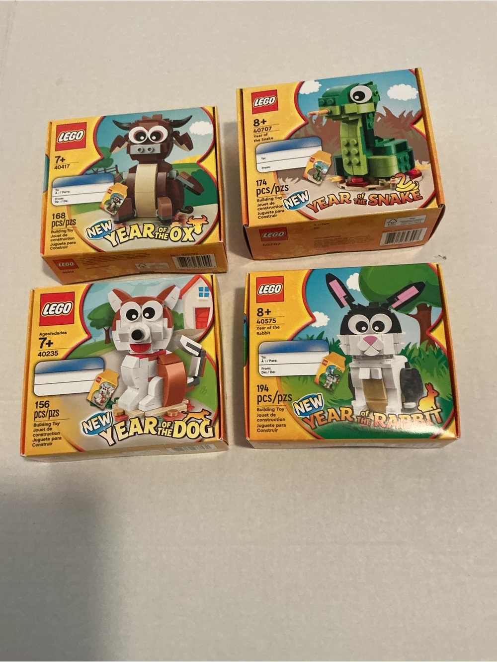 Lego Year of the Dog, Ox, Rabbit, Snake  (Set of 4) NISB